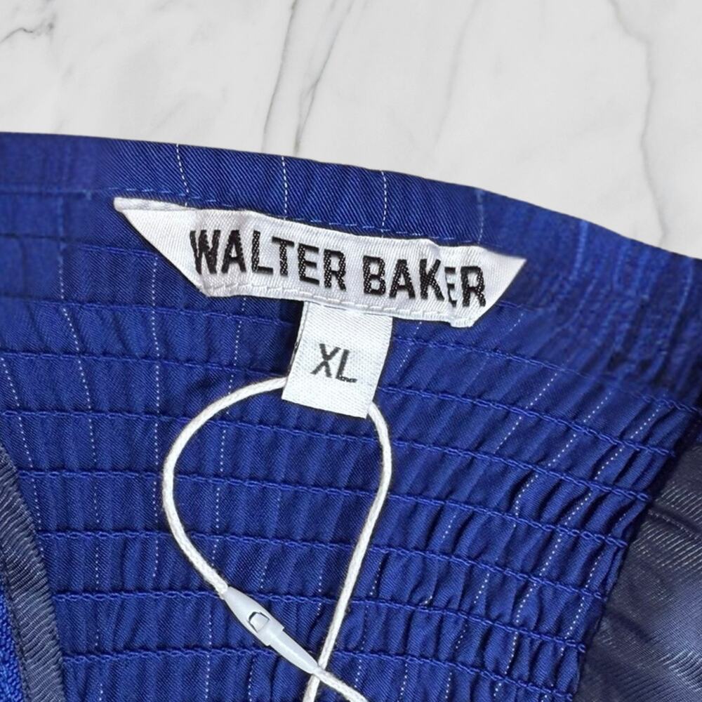 Walter Baker Tanvi Strapless Pinstripe Bustier Crop Top Blue XL - Picture 4 of 9